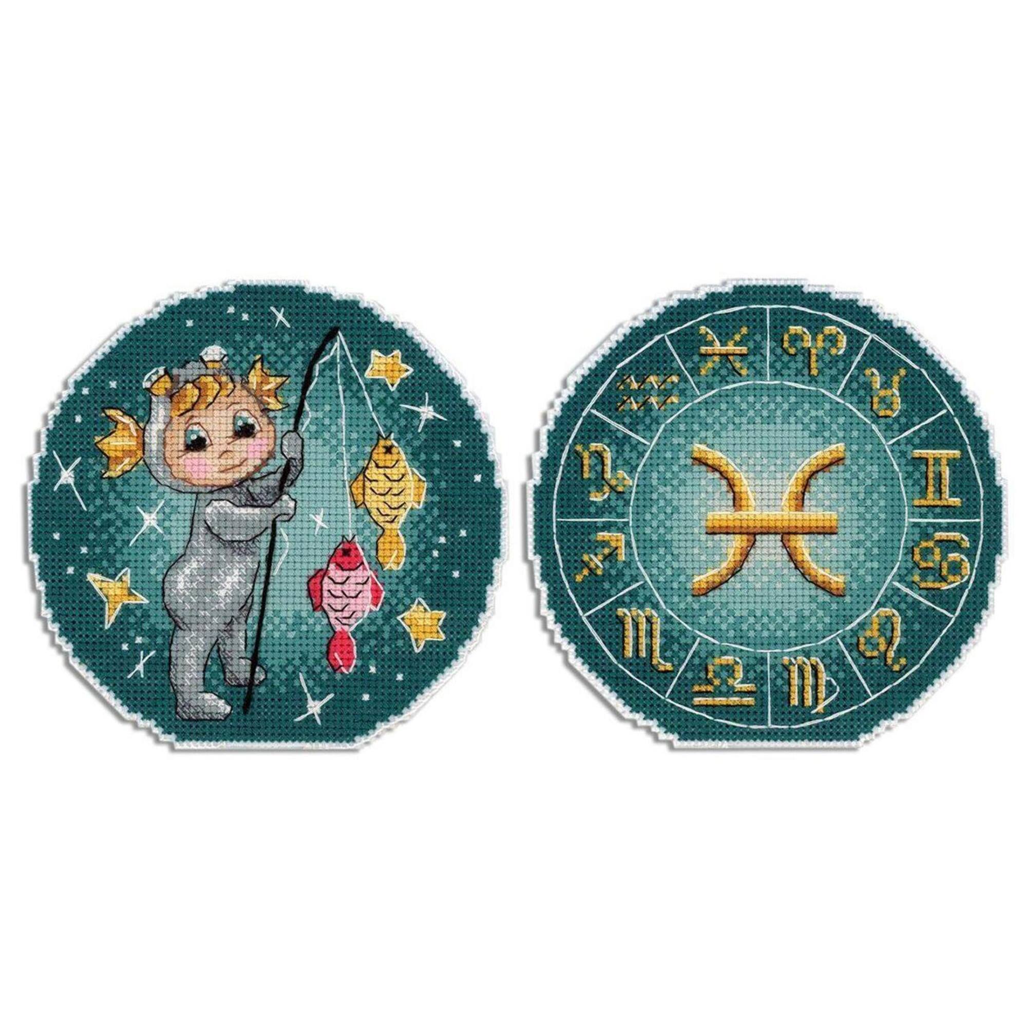 MP Studia Zodiac Signs Pisces Plastic Canvas Counted Cross Stitch Kit